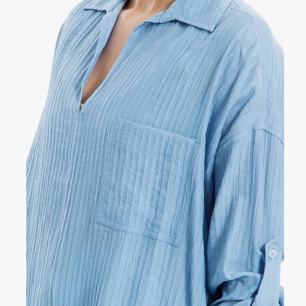 Max Studio Women’s Casual Blue Top Shirt Blouse MSRP $118 Small S NWT - Picture 2 of 6
